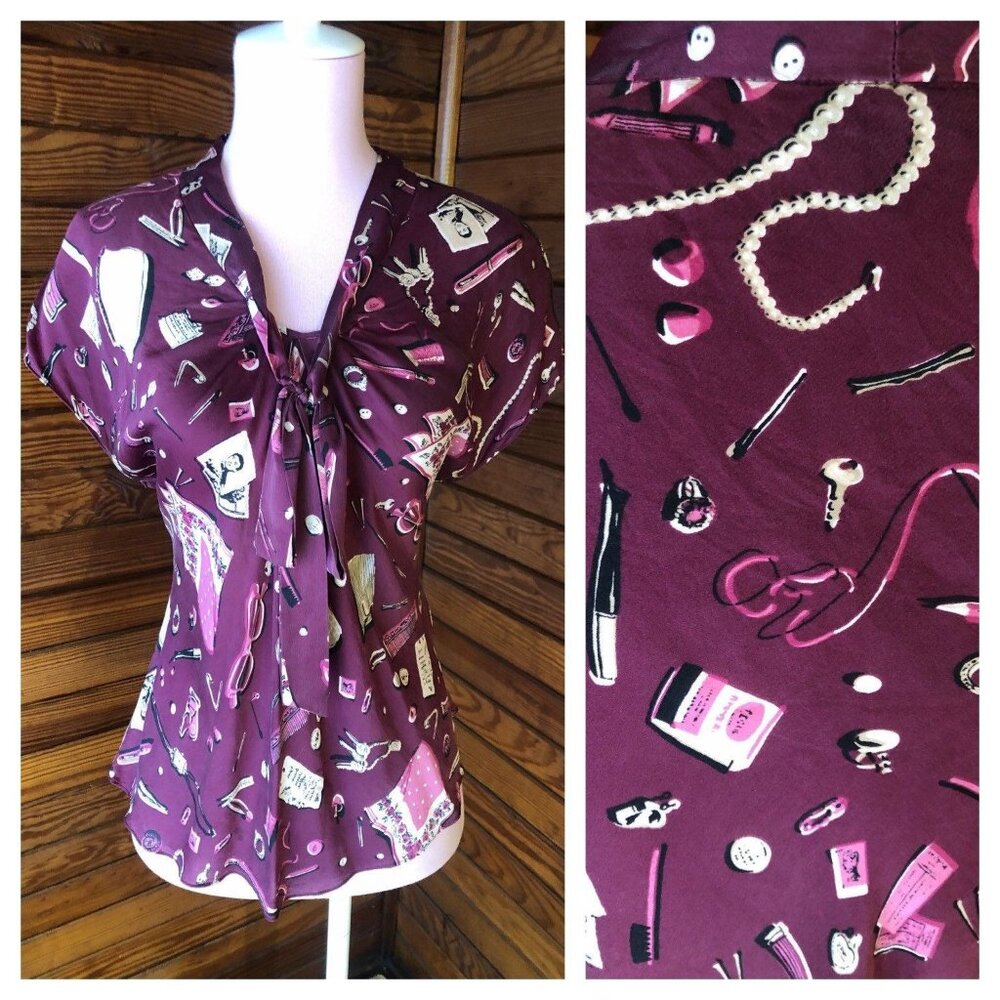 Talbots Silk Blouse Top Shirt Medium M Bias Cut